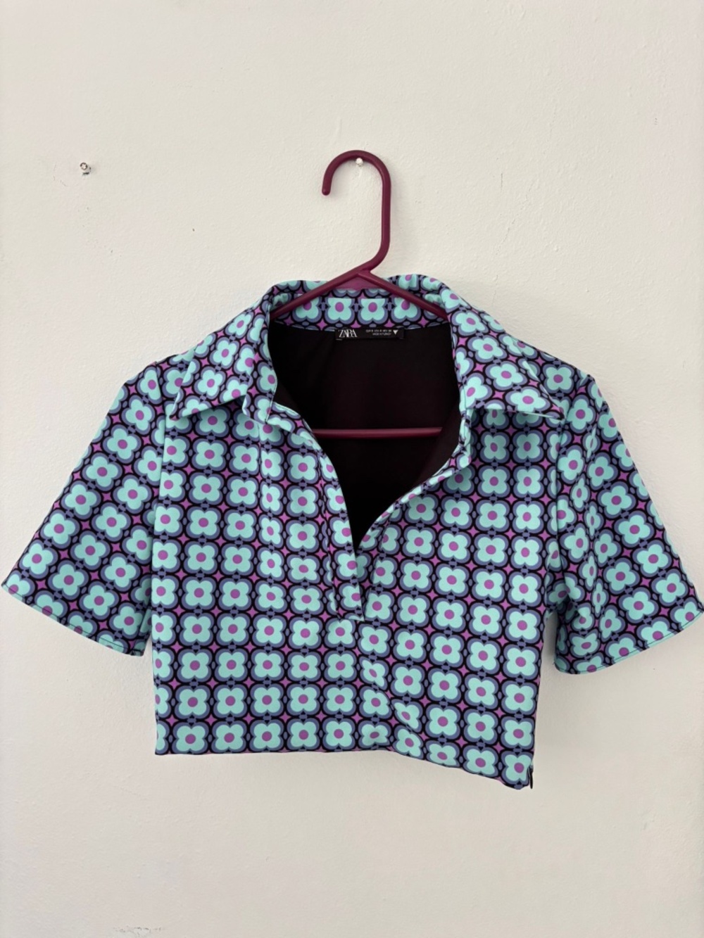 ZARA RETRO FLORAL CROP TOP
